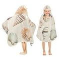 thumbnail image 1 of Yayeee Kids Hooded Towels Toddler Soft Absorbent Beach Bathing Wrap 50" x 23.5", Green Watercolor Seashells, 1 of 5
