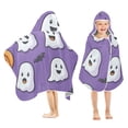 thumbnail image 1 of Yayeee Kids Hooded Towels Toddler Soft Absorbent Beach Bathing Wrap 50" x 23.5", Halloween Ghosts Purple, 1 of 5