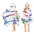 thumbnail image 1 of Yayeee Kids Hooded Towels Toddler Soft Absorbent Beach Bathing Wrap 50" x 23.5", Hand Drawn Sailboats, 1 of 5