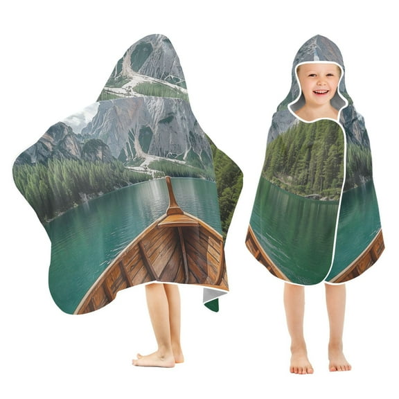 Yayeee Kids Hooded Towels Toddler Soft Absorbent Beach Bathing Wrap 50" x 23.5", Lake