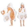 thumbnail image 1 of Yayeee Kids Hooded Towels Toddler Soft Absorbent Beach Bathing Wrap 50" x 23.5", Orange Seahorse, 1 of 5