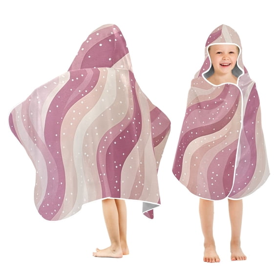 Yayeee Kids Hooded Towels Toddler Soft Absorbent Beach Bathing Wrap 50" x 23.5", Pink Brown Pattern