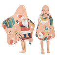 thumbnail image 1 of Yayeee Kids Hooded Towels Toddler Soft Absorbent Beach Bathing Wrap 50" x 23.5", Pink Christmas Santa, 1 of 5