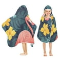 thumbnail image 1 of Yayeee Kids Hooded Towels Toddler Soft Absorbent Beach Bathing Wrap 50" x 23.5", Pink Floral Flamingo, 1 of 5