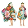 thumbnail image 1 of Yayeee Kids Hooded Towels Toddler Soft Absorbent Beach Bathing Wrap 50" x 23.5", Pink Floral Tomatoes, 1 of 5