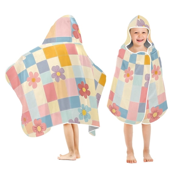 Yayeee Kids Hooded Towels Toddler Soft Absorbent Beach Bathing Wrap 50" x 23.5", Pink Floral