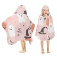 thumbnail image 1 of Yayeee Kids Hooded Towels Toddler Soft Absorbent Beach Bathing Wrap 50" x 23.5", Pink Halloween Ghosts, 1 of 5