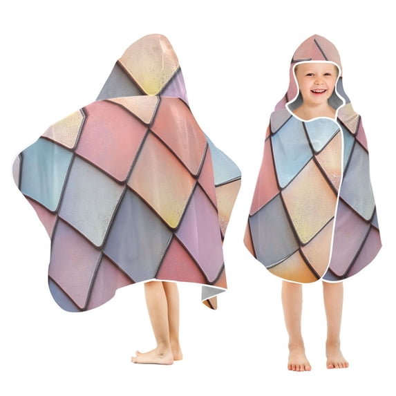 Yayeee Kids Hooded Towels Toddler Soft Absorbent Beach Bathing Wrap 50" x 23.5", Pink Shimmering Pattern