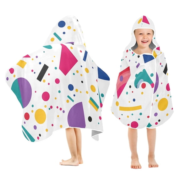 Yayeee Kids Hooded Towels Toddler Soft Absorbent Beach Bathing Wrap 50" x 23.5", Retro Round