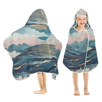 Yayeee Kids Hooded Towels Toddler Soft Absorbent Beach Bathing Wrap 50" x 23.5", Rolling Waves