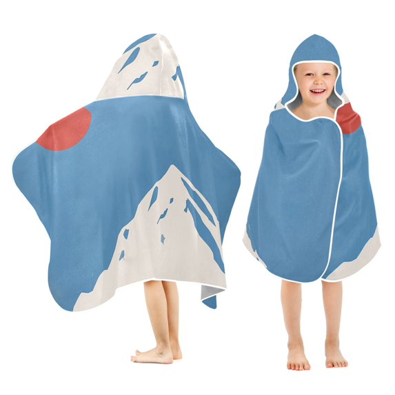 Yayeee Kids Hooded Towels Toddler Soft Absorbent Beach Bathing Wrap 50" x 23.5", Snow Mountain