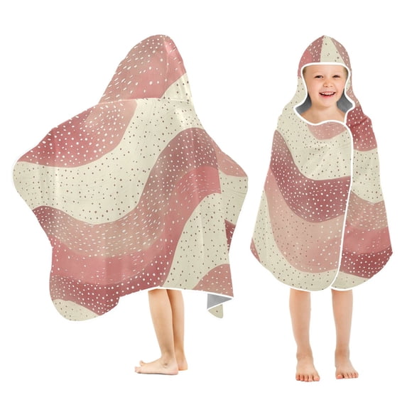 Yayeee Kids Hooded Towels Toddler Soft Absorbent Beach Bathing Wrap 50" x 23.5", Soft Pink Pattern