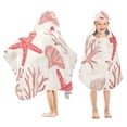 thumbnail image 1 of Yayeee Kids Hooded Towels Toddler Soft Absorbent Beach Bathing Wrap 50" x 23.5", Starfish Seashell, 1 of 5