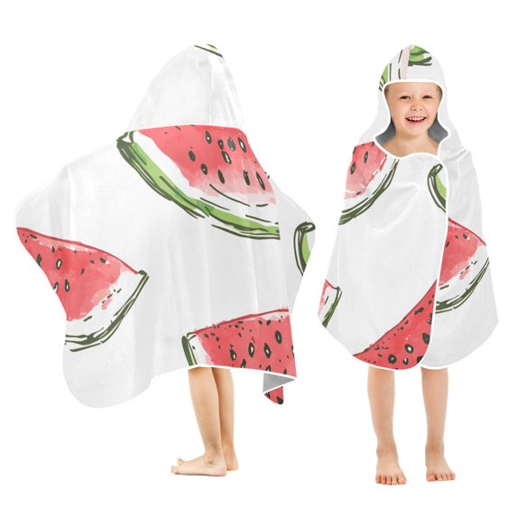 Yayeee Kids Hooded Towels Toddler Soft Absorbent Beach Bathing Wrap 50" x 23.5", Watermelon Pattern