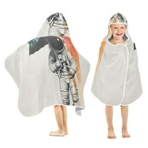 Yayeee Kids Hooded Towels Toddler Soft Absorbent Beach Bathing Wrap 50" x 23.5", White Astronaut