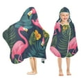 thumbnail image 1 of Yayeee Kids Hooded Towels Toddler Soft Absorbent Beach Bathing Wrap 50" x 23.5", Yellow Floral Flamingo, 1 of 5