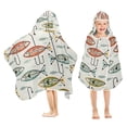 thumbnail image 1 of Yayeee Kids Hooded Towel with Hand Pockets Beach Soft Absorbent Bath Wrap 50 x 23.5 inch, Abstract Fish Pattern, 1 of 5