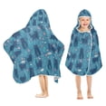thumbnail image 1 of Yayeee Kids Hooded Towel with Hand Pockets Beach Soft Absorbent Bath Wrap 50 x 23.5 inch, Blue Forest Cat Pattern, 1 of 5