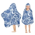 thumbnail image 1 of Yayeee Kids Hooded Towel with Hand Pockets Beach Soft Absorbent Bath Wrap 50 x 23.5 inch, Blue Garden Pattern, 1 of 5