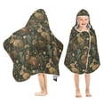 thumbnail image 1 of Yayeee Kids Hooded Towel with Hand Pockets Beach Soft Absorbent Bath Wrap 50 x 23.5 inch, Brown Floral Rabbits Pattern, 1 of 5