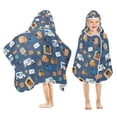 thumbnail image 1 of Yayeee Kids Hooded Towel with Hand Pockets Beach Soft Absorbent Bath Wrap 50 x 23.5 inch, Cartoon Mail Truck Pattern, 1 of 5