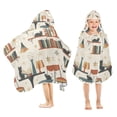 thumbnail image 1 of Yayeee Kids Hooded Towel with Hand Pockets Beach Soft Absorbent Bath Wrap 50 x 23.5 inch, Cats Reading Pattern, 1 of 5