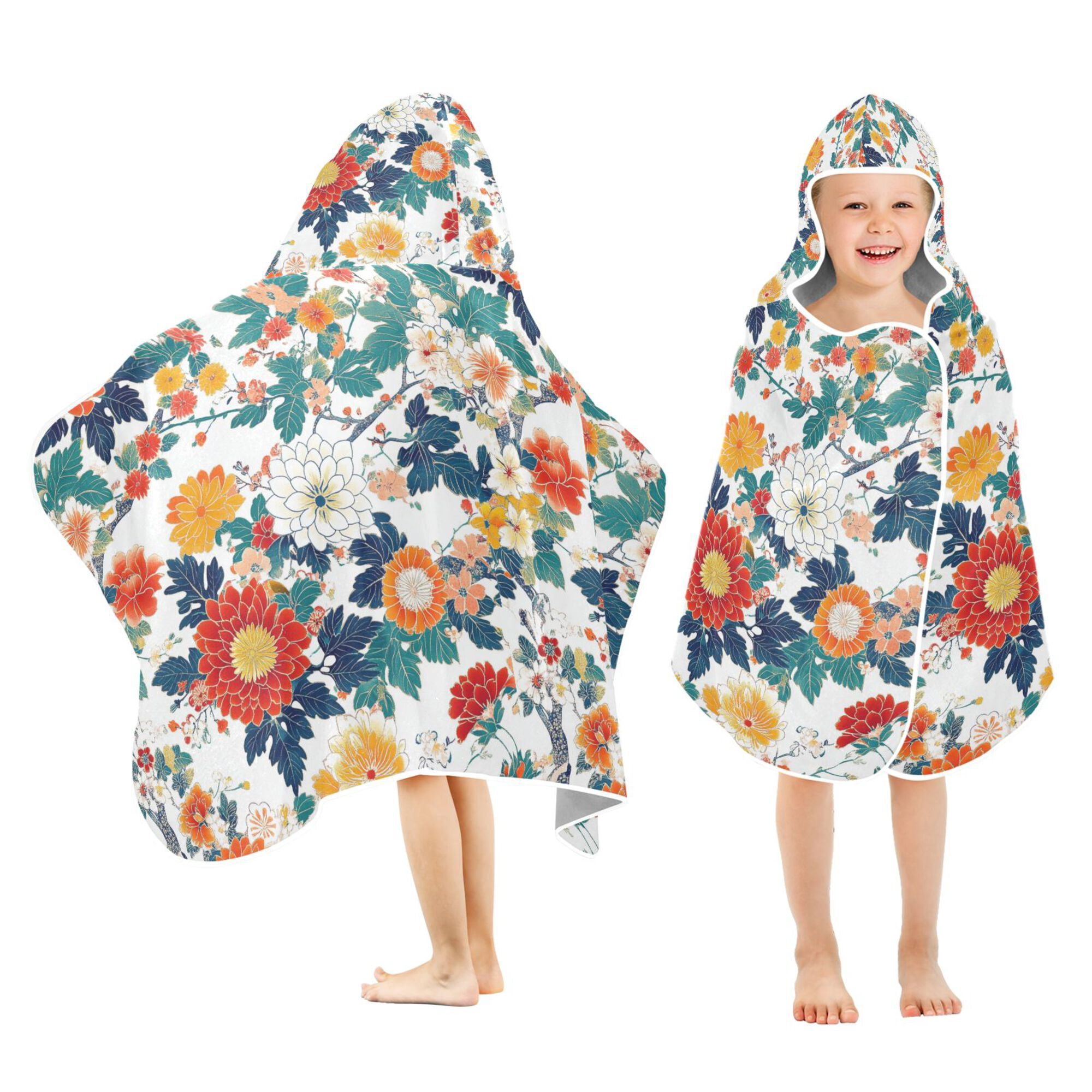 Yayeee Kids Hooded Towel with Hand Pockets Beach Soft Absorbent Bath ...