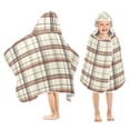 thumbnail image 1 of Yayeee Kids Hooded Towel with Hand Pockets Beach Soft Absorbent Bath Wrap 50 x 23.5 inch, Cream Plaid, 1 of 5