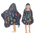 thumbnail image 1 of Yayeee Kids Hooded Towel with Hand Pockets Beach Soft Absorbent Bath Wrap 50 x 23.5 inch, Dark Blue Christmas, 1 of 5