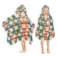 thumbnail image 1 of Yayeee Kids Hooded Towel with Hand Pockets Beach Soft Absorbent Bath Wrap 50 x 23.5 inch, Green Checkered Daisy, 1 of 5