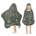 thumbnail image 1 of Yayeee Kids Hooded Towel with Hand Pockets Beach Soft Absorbent Bath Wrap 50 x 23.5 inch, Green Flowers Pattern, 1 of 5