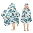 thumbnail image 1 of Yayeee Kids Hooded Towel with Hand Pockets Beach Soft Absorbent Bath Wrap 50 x 23.5 inch, Green Ocean Waves Pattern, 1 of 5