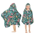 thumbnail image 1 of Yayeee Kids Hooded Towel with Hand Pockets Beach Soft Absorbent Bath Wrap 50 x 23.5 inch, Green Tropical Pattern, 1 of 5