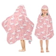thumbnail image 1 of Yayeee Kids Hooded Towel with Hand Pockets Beach Soft Absorbent Bath Wrap 50 x 23.5 inch, Pink Cartoon Swans Pattern, 1 of 5