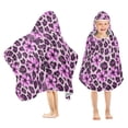thumbnail image 1 of Yayeee Kids Hooded Towel with Hand Pockets Beach Soft Absorbent Bath Wrap 50 x 23.5 inch, Purple Floral Leopard Pattern, 1 of 5