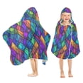 thumbnail image 1 of Yayeee Kids Hooded Towel with Hand Pockets Beach Soft Absorbent Bath Wrap 50 x 23.5 inch, Vibrant Stained Glass Pattern, 1 of 5