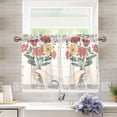 thumbnail image 1 of Yayeee Kitchen Curtains Tier Pair Light Filtering 27"x24" Rod Pocket Short Cafe Window Panel, Beige Cute Flower, 1 of 7