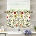 thumbnail image 1 of Yayeee Kitchen Curtains Tier Pair Light Filtering 27"x24" Rod Pocket Short Cafe Window Panel, Beige Floral, 1 of 7