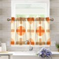 thumbnail image 1 of Yayeee Kitchen Curtains Tier Pair Light Filtering 27"x24" Rod Pocket Short Cafe Window Panel, Beige Geometric Pattern, 1 of 7