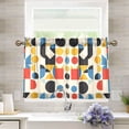 thumbnail image 1 of Yayeee Kitchen Curtains Tier Pair Light Filtering 27"x24" Rod Pocket Short Cafe Window Panel, Blue Geometric, 1 of 7