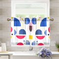 thumbnail image 1 of Yayeee Kitchen Curtains Light Filtering 27"x24" Rod Pocket Short Cafe Window Panel, Blue Retro Shapes, 1 of 7