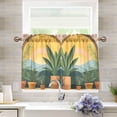 thumbnail image 1 of Yayeee Kitchen Curtains Tier Pair Light Filtering 27"x24" Rod Pocket Short Cafe Window Panel, Boho Plants, 1 of 7