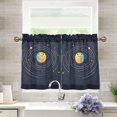 thumbnail image 1 of Yayeee Kitchen Curtains Tier Pair Light Filtering 27"x24" Rod Pocket Short Cafe Window Panel, Cat Planet, 1 of 7
