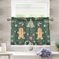 thumbnail image 1 of Yayeee Kitchen Curtains Tier Pair Light Filtering 27"x24" Rod Pocket Short Cafe Window Panel, Christmas Gingerbread, 1 of 7