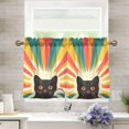thumbnail image 1 of Yayeee Kitchen Curtains Light Filtering 27"x24" Rod Pocket Short Cafe Window Panel, Colorful Black Cat, 1 of 7