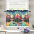thumbnail image 1 of Yayeee Kitchen Curtains Tier Pair Light Filtering 27"x24" Rod Pocket Short Cafe Window Panel, Colorful Road, 1 of 7