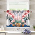 thumbnail image 1 of Yayeee Kitchen Curtains Tier Pair Light Filtering 27"x24" Rod Pocket Short Cafe Window Panel, Flowers and Leaves, 1 of 7