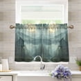 thumbnail image 1 of Yayeee Kitchen Curtains Tier Pair Light Filtering 27"x24" Rod Pocket Short Cafe Window Panel, Forest House, 1 of 7