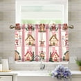 thumbnail image 1 of Yayeee Kitchen Curtains Tier Pair Light Filtering 27"x24" Rod Pocket Short Cafe Window Panel, Green Christmas Houses, 1 of 7