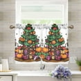 thumbnail image 1 of Yayeee Kitchen Curtains Tier Pair Light Filtering 27"x24" Rod Pocket Short Cafe Window Panel, Green Halloween Christmas Trees, 1 of 7